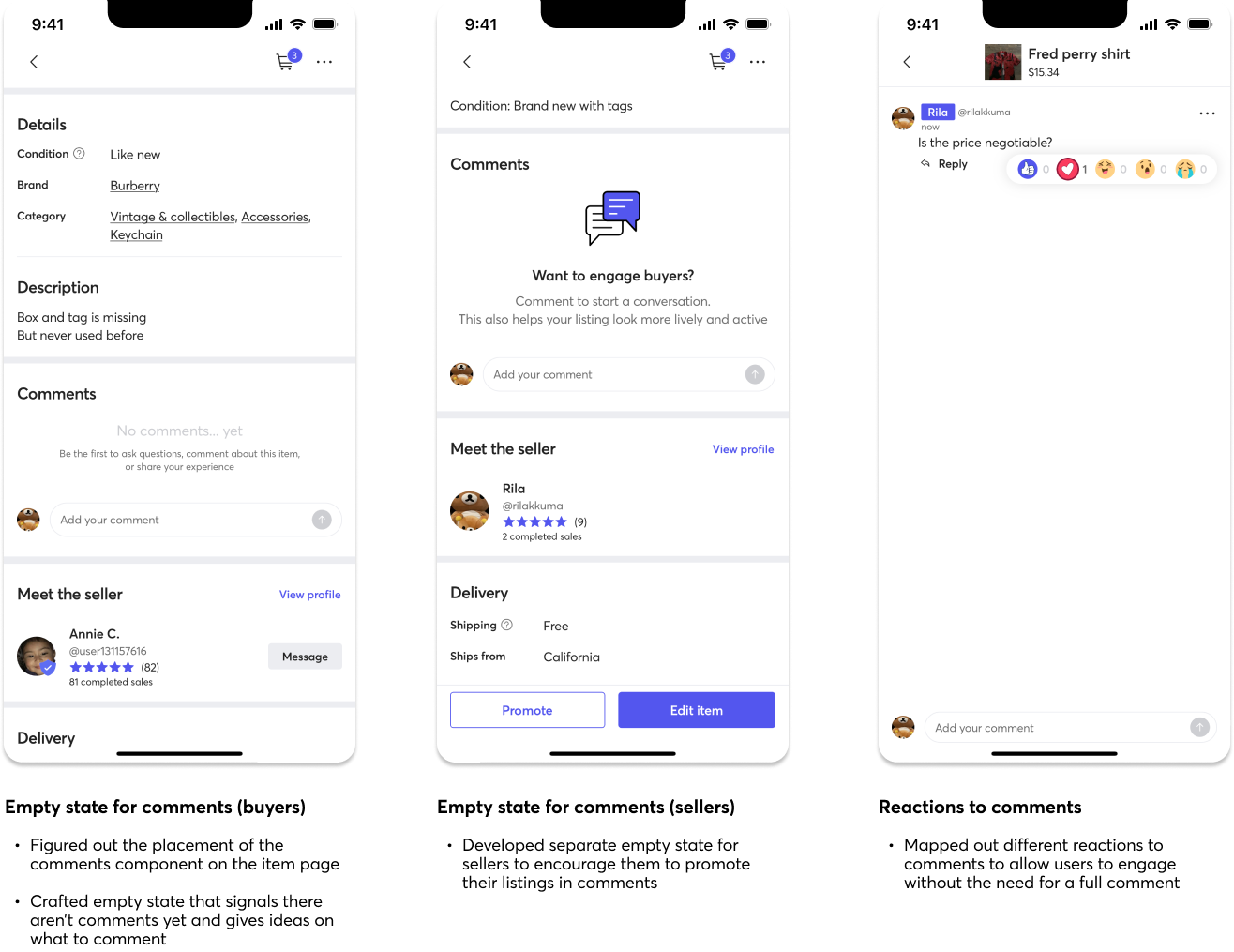 Commenting feature design - feedback